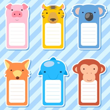 karalama defteri öğeleri kümesi sevimli hayvanlar