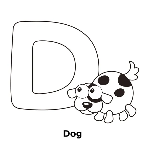 Çocuklar için d alfabe boyama — Stok Vektör