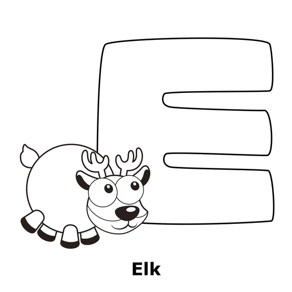 Coloring Alphabet for Kids, E — Stock Vector