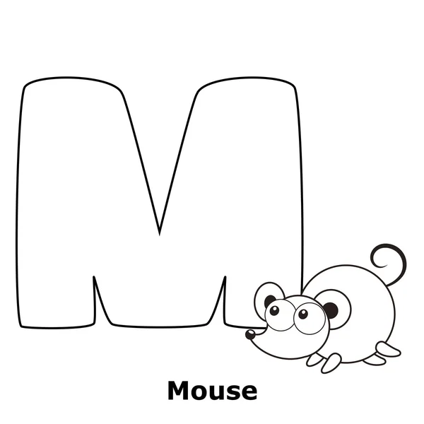 Alphabet à colorier pour enfants, M — Image vectorielle
