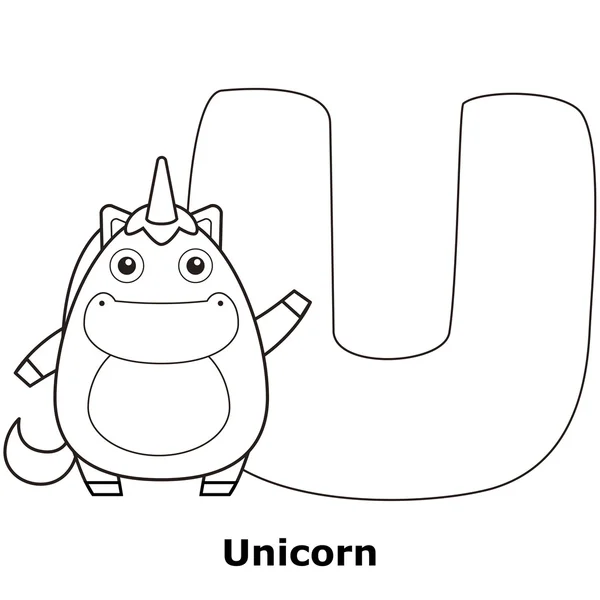 Alphabet à colorier pour enfants, U — Image vectorielle