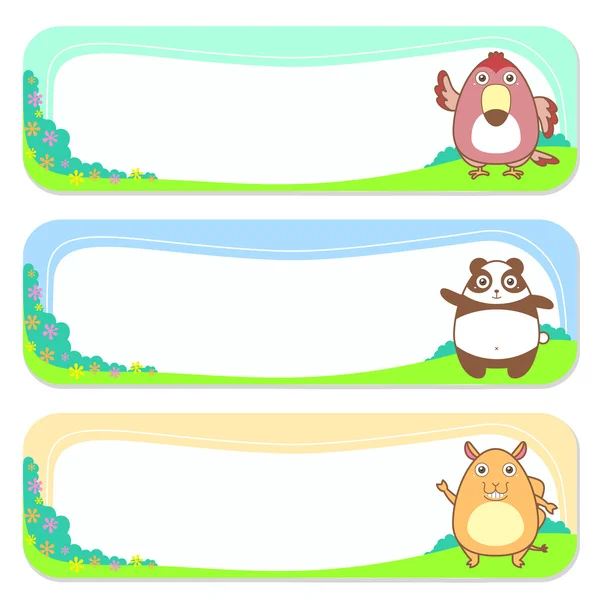 Cute animals set of banner elements — Stockvector