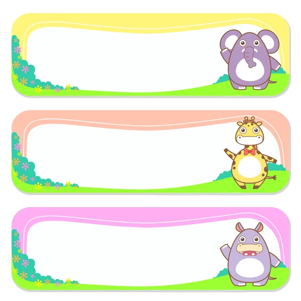 Cute animals set of banner elements — Stockvector