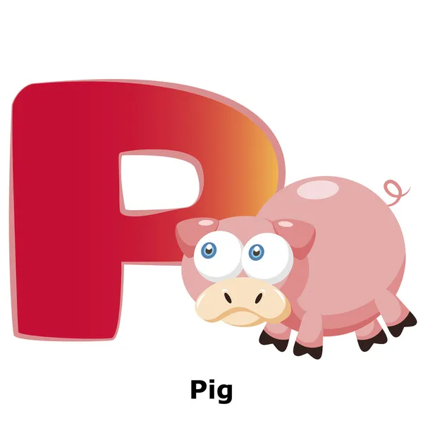 Alfabeto animal P — Vector de stock