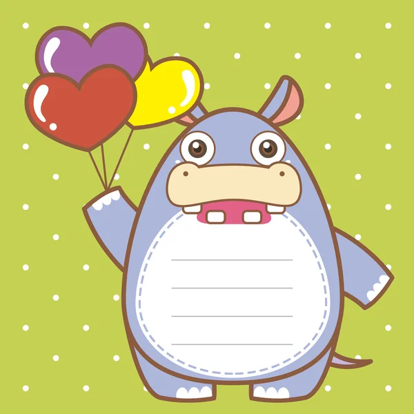 Mignon hippopotame de fond scrapbook — Image vectorielle