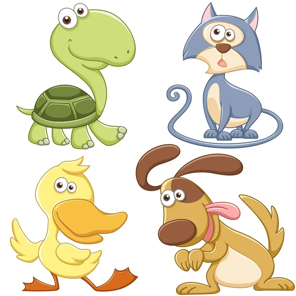 Cute cartoon animal set — Stock Vector