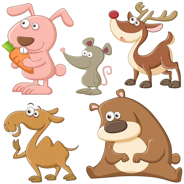 Carino cartone animato animale set — Vettoriale Stock