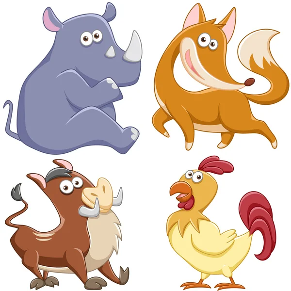 Cute cartoon animal set — Stock Vector