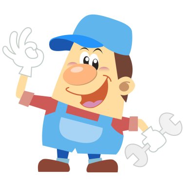 Beyaz arka plan ile karikatür tesisatçı