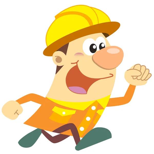Cartoon construction worker with white background — Stock Vector