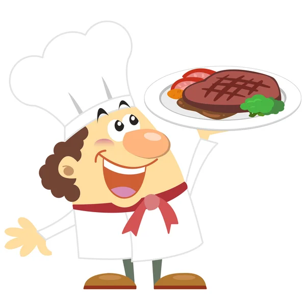 Cocinero de dibujos animados con fondo blanco — Vector de stock