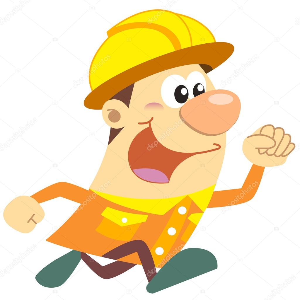 Cartoon construction worker with white background