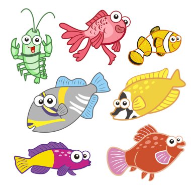 beyaz arkaplanlı karton deniz hayvanları