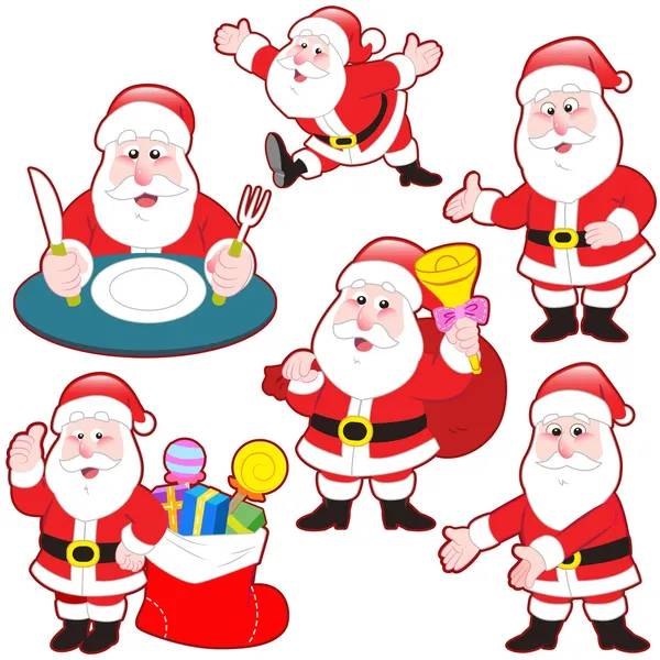 Bonito cartoon Papai Noel coleção —  Vetores de Stock