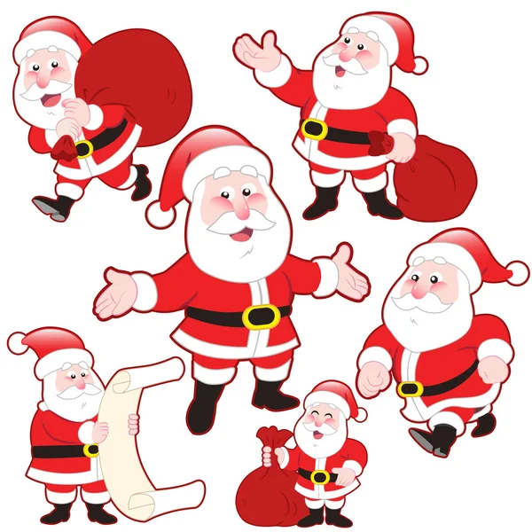 Cute cartoon Santa Claus collection — Stock Vector