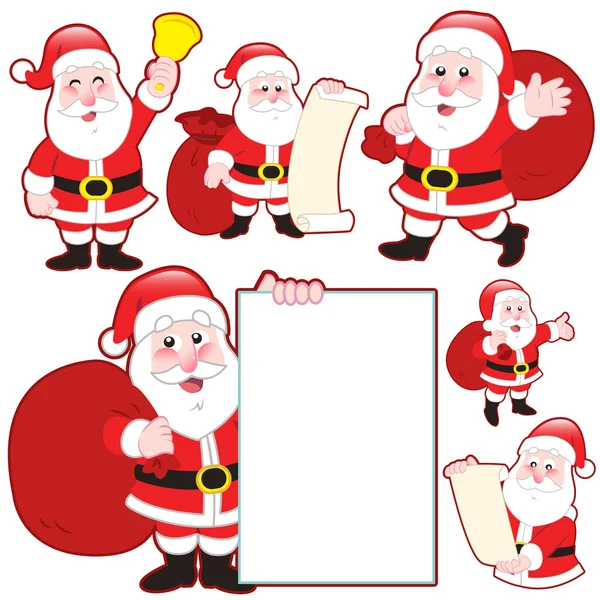 Carino cartone animato collezione di Babbo Natale — Vettoriale Stock