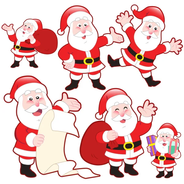 Linda colección de dibujos animados de Santa Claus — Vector de stock