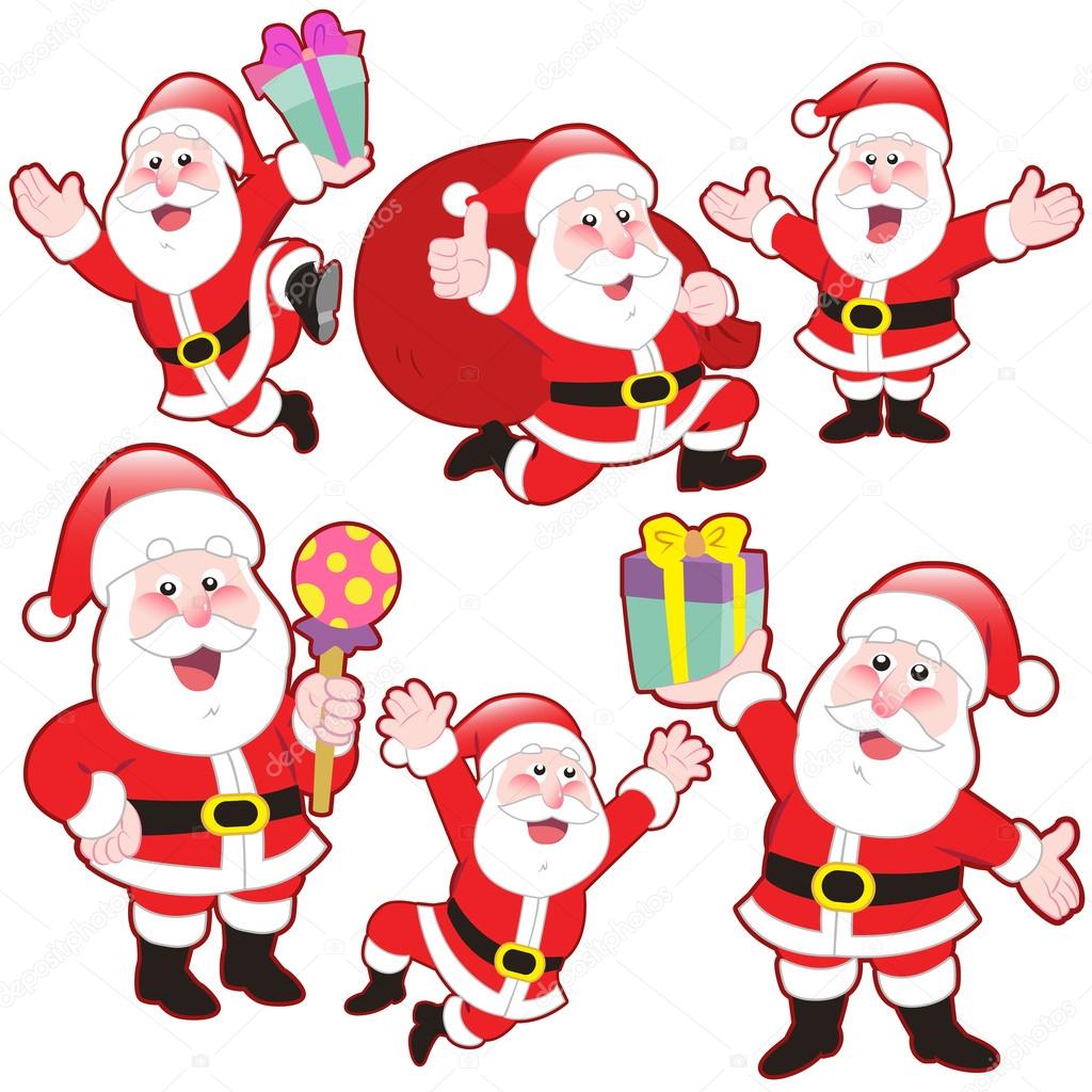 stock illustration cute cartoon santa claus collection