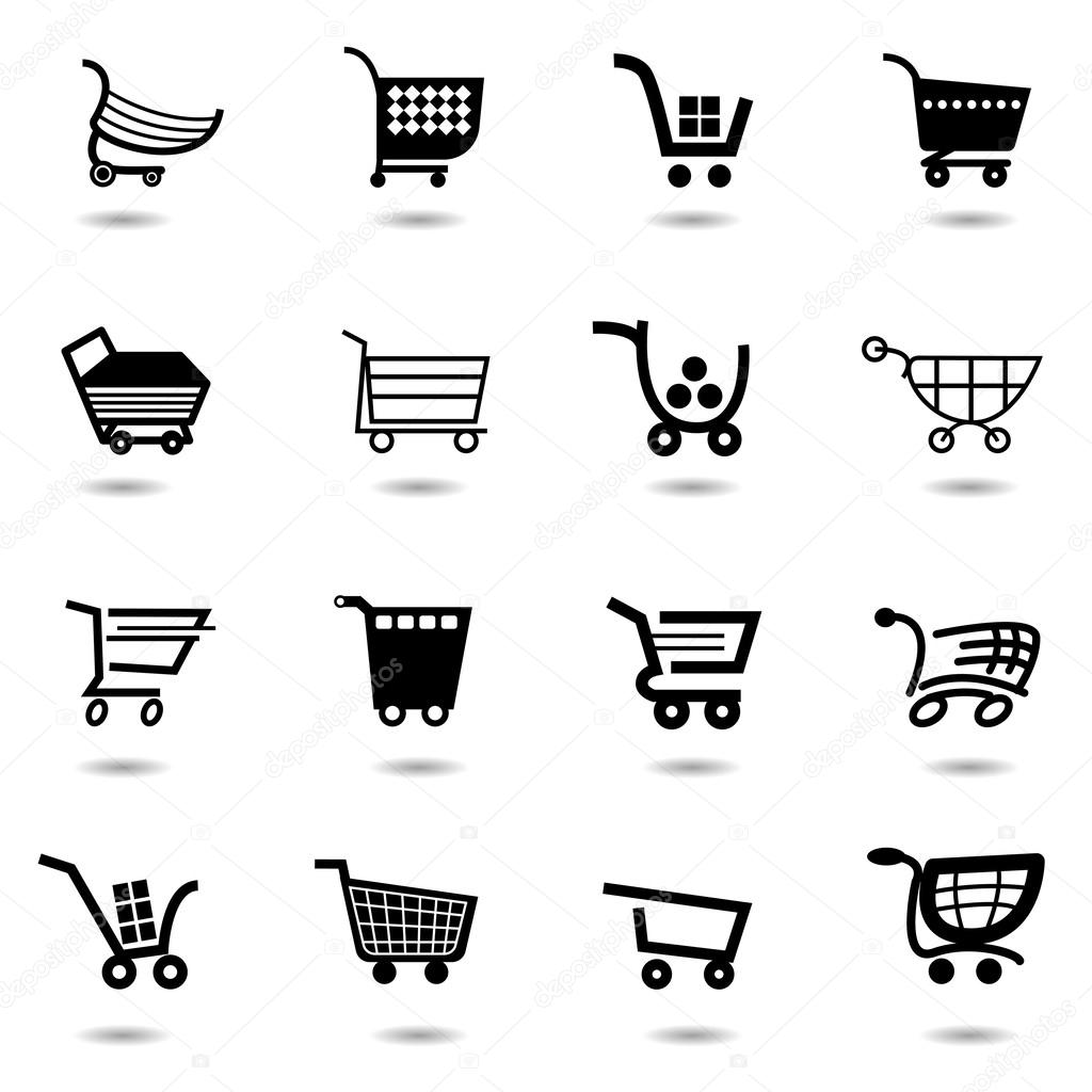 set collection of vector shopping cart icons