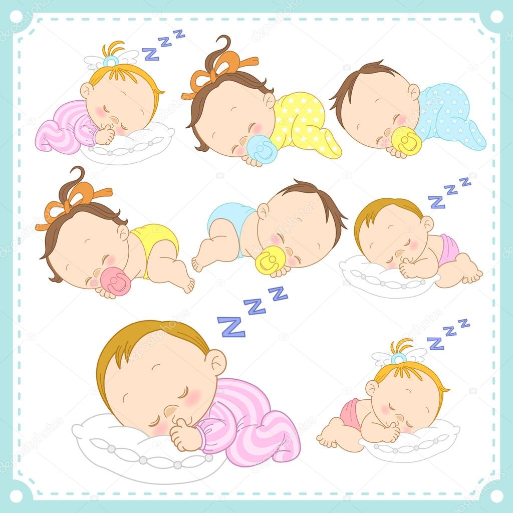 Vector illustration of baby boys and baby girls