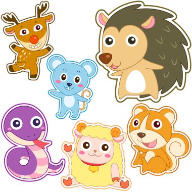 sevimli çizgi hayvan seti