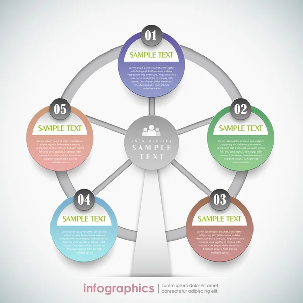 Papier 3D abstrait vectoriel infographie grande roue — Image vectorielle