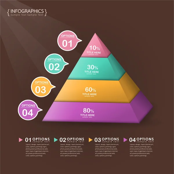 Vektor abstrakt 3d Pyramide Typ Infografik — Stockvektor