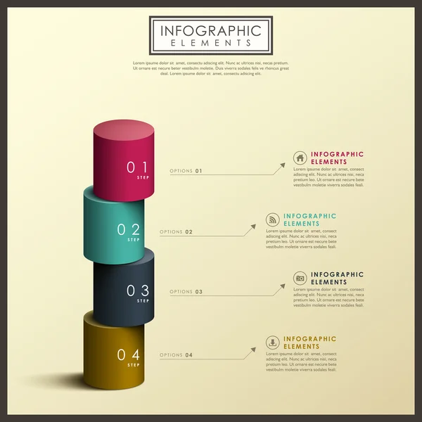 Abstrakte 3D-Zylinder-Infografiken — Stockvektor