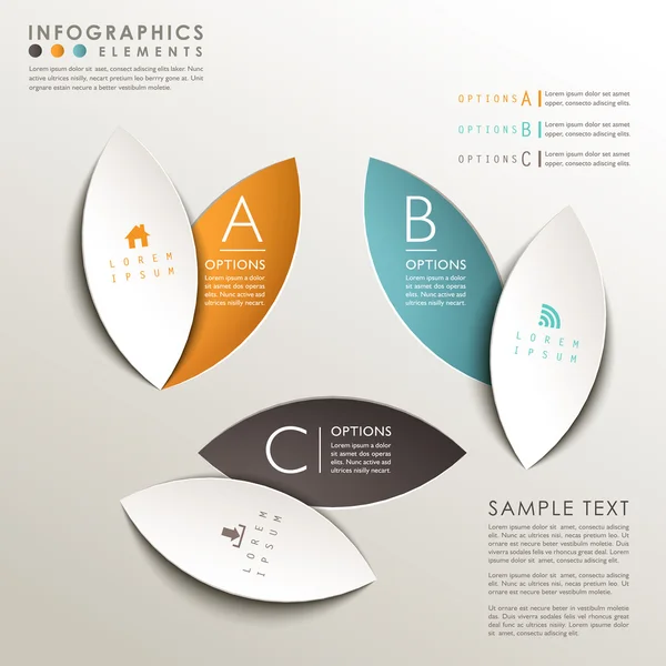 3D yaprak etiketi infographics soyut — Stok Vektör