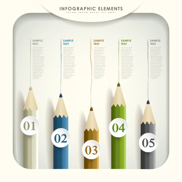 Astratto 3d matita colorata infografica — Vettoriale Stock
