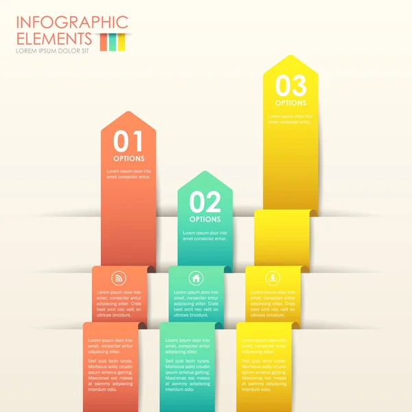 Infográficos de papel 3D abstratos — Vetor de Stock