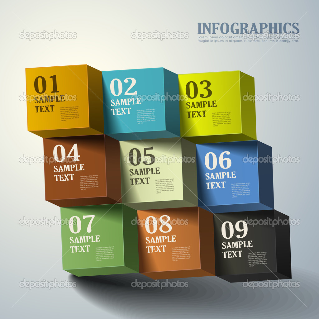 abstract 3d cube infographics