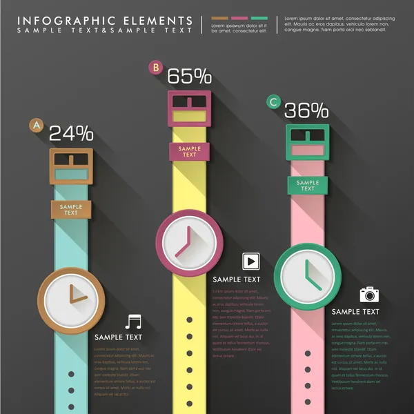 Abstract horloges infographics — Stockvector