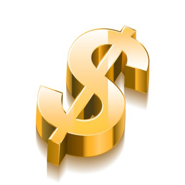 3D altın dolar işareti
