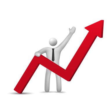 Kırmızı ok ile 3D iş adamı