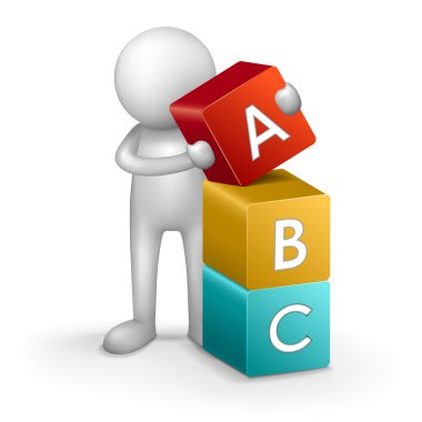 3d child and word ABC clipart