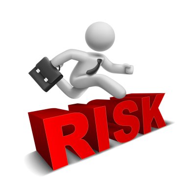 3d işadamı 'risk' kelime üzerinde atlama