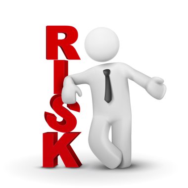 3d businessman presenting concept word risk