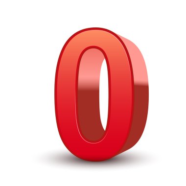 3d shiny red number 0 clipart
