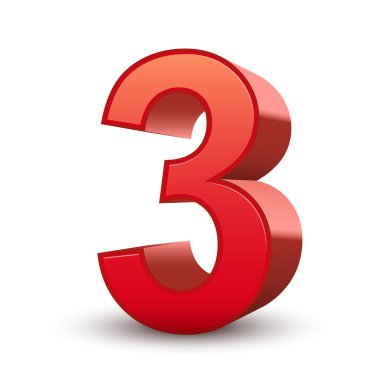 3D parlak kırmızı sayı 3