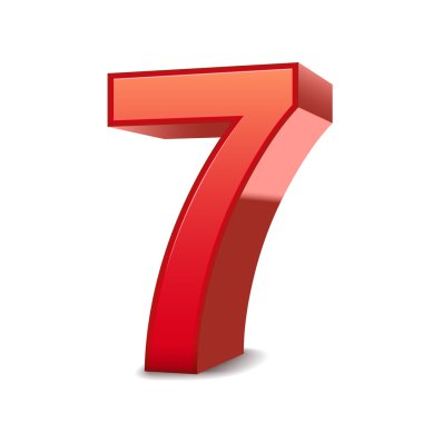3d shiny red number 7 clipart