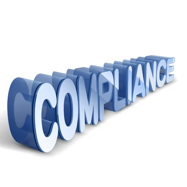 3d azul palavra COMPLIANCE — Vetor de Stock