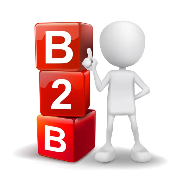 単語 b2b キューブを持つ人の 3 d イラストレーション — ストックベクタ