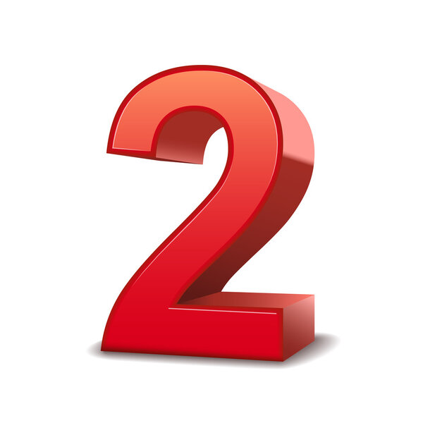 3d shiny red number 2