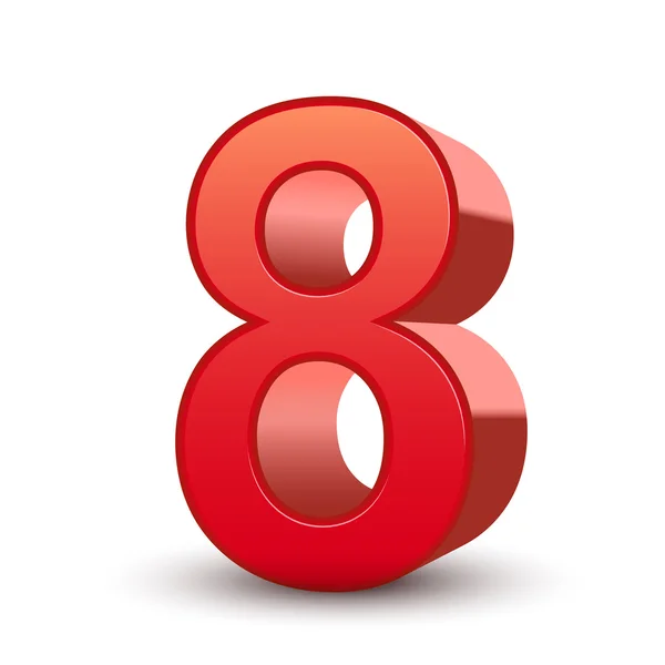 3d shiny red number 8 — Stock Vector