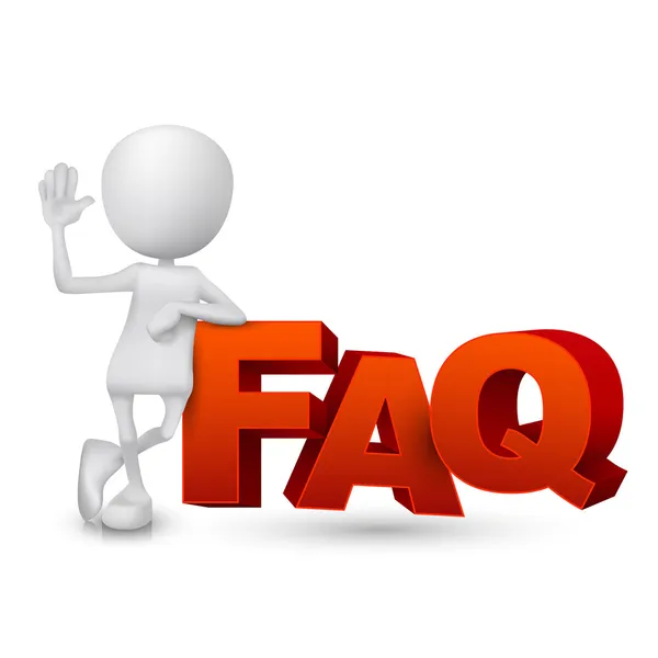 3d person and word FAQ ( Frequently Asked Questions ) — Stock Vector
