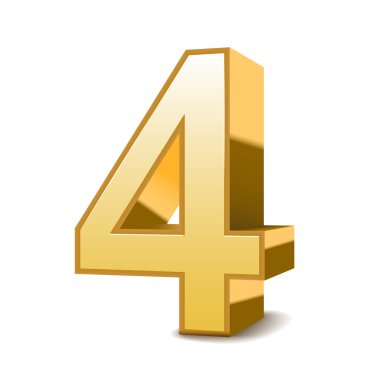 3D parlak altın sayı 4