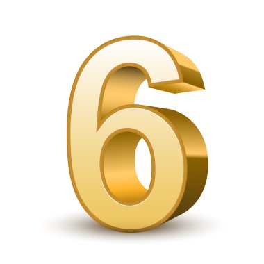 3D parlak altın sayı 6