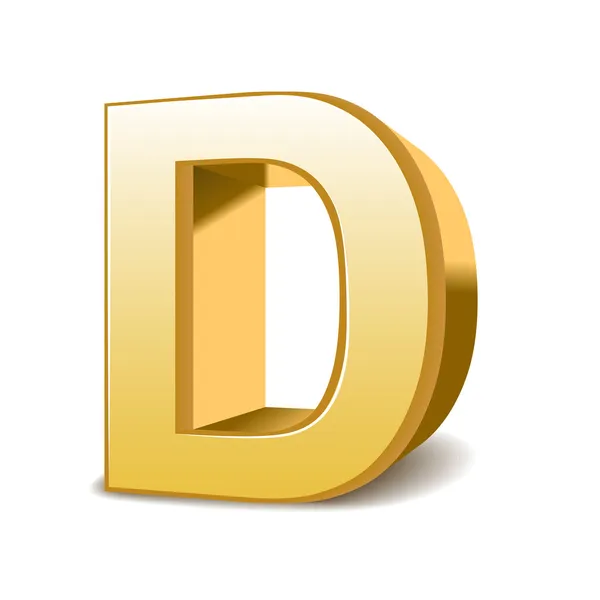 3d golden letter D — Stock Vector