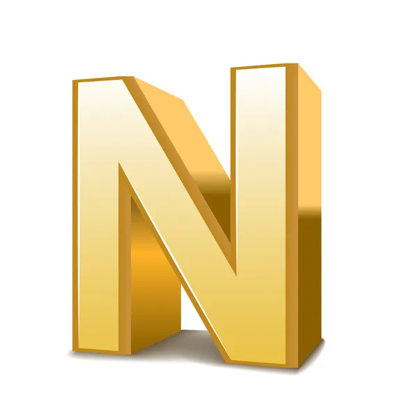 3D zlatý písmeno n — Stockový vektor